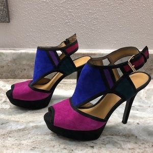 Nine West Color Block Peep Toe Pumps